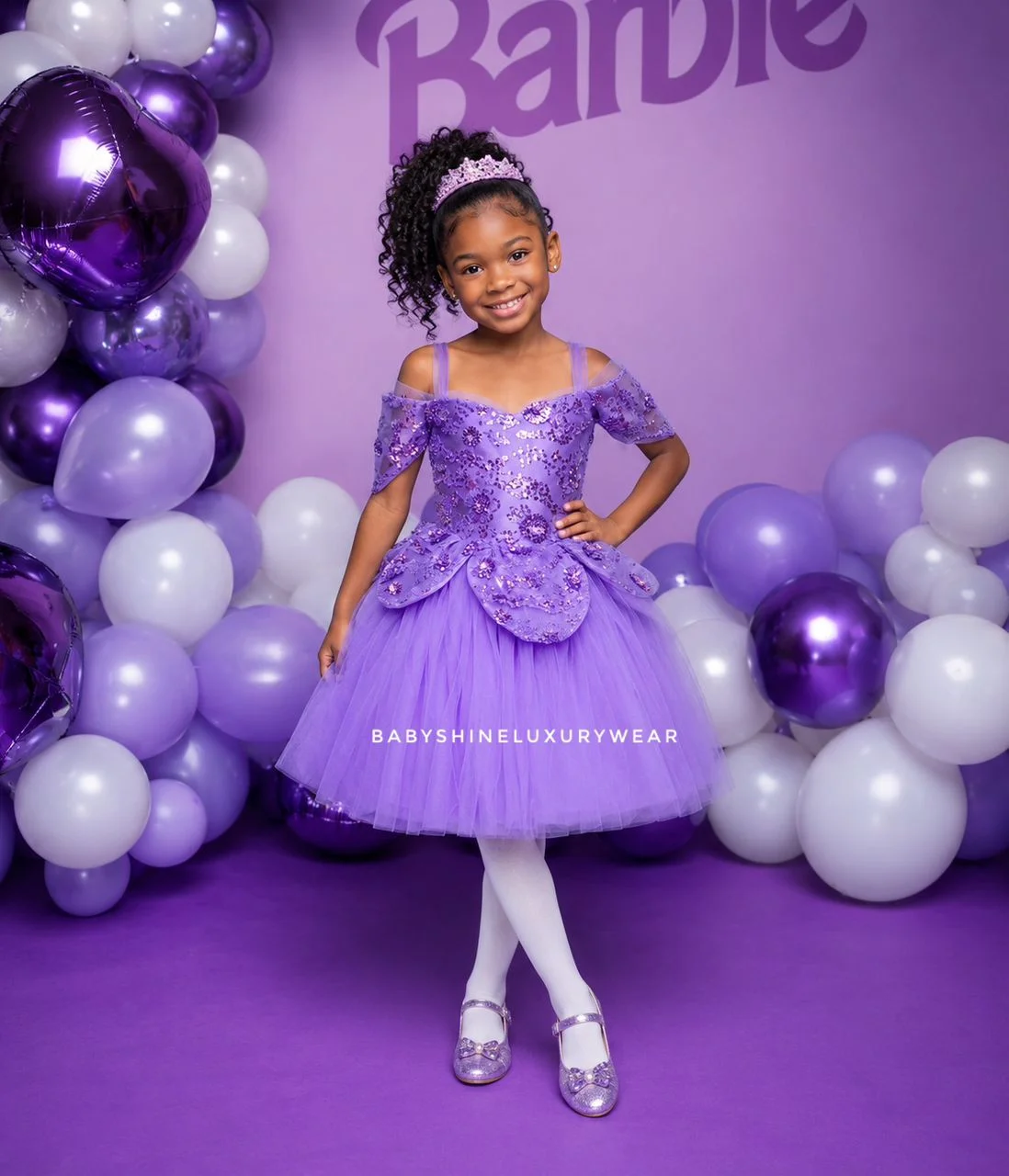 Purple Sequins Lace Dress