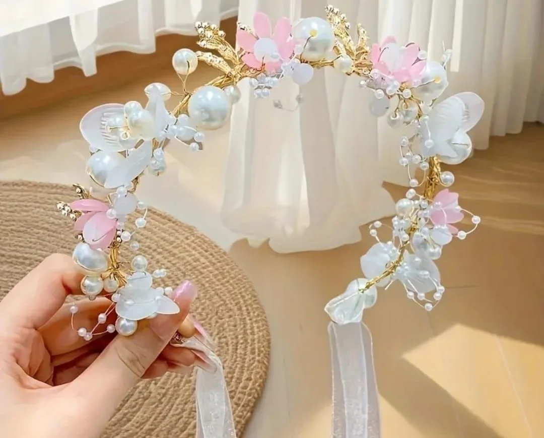 Pink Pearl Tiara Headband