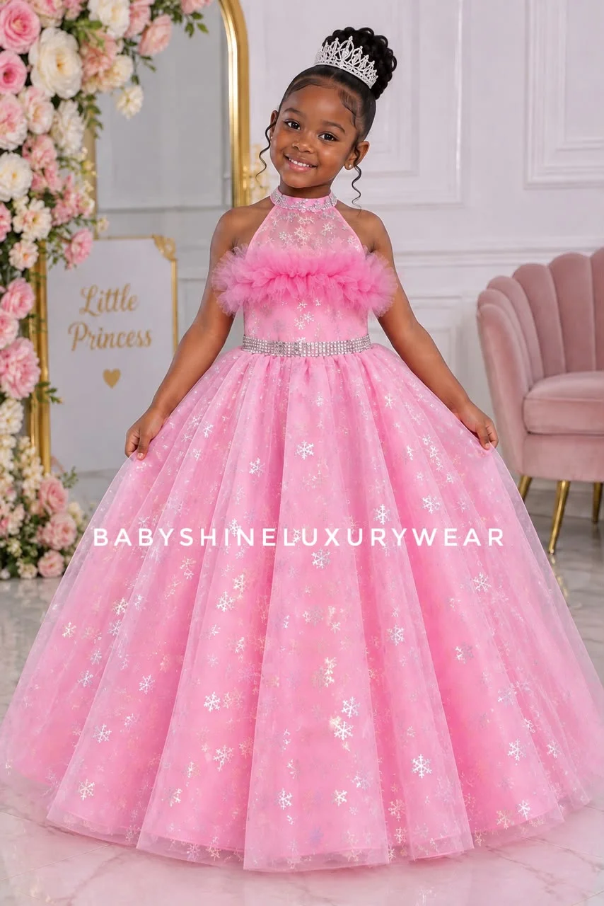 Pink Frozen Halter Neck Dress