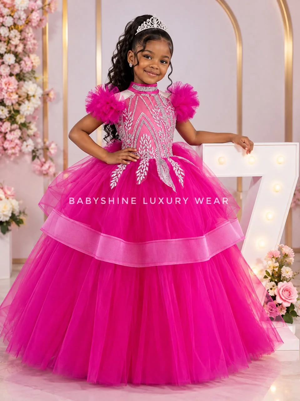 Hot Pink Halter Neck Gown