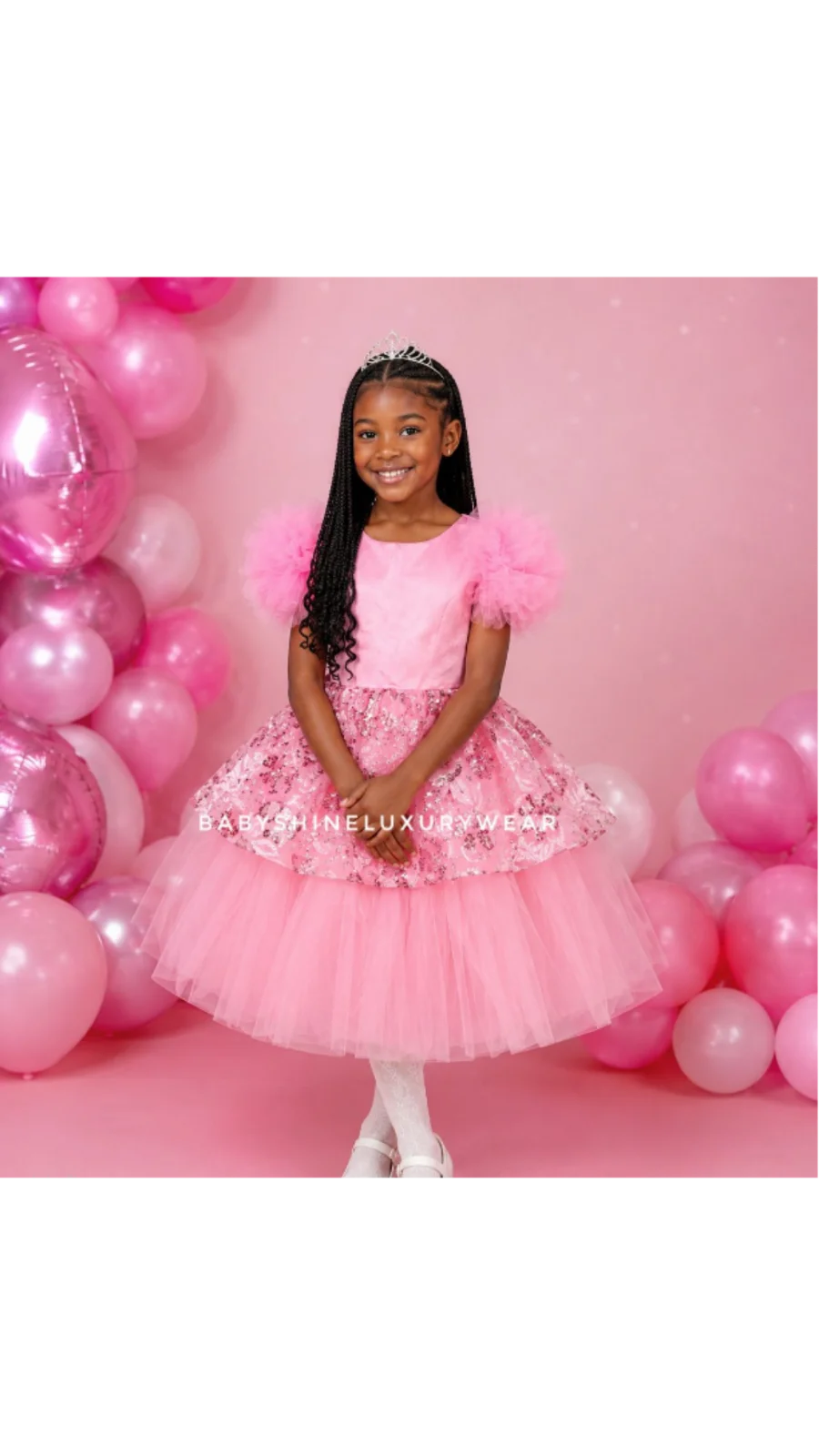 Pink with Net Hand Dress