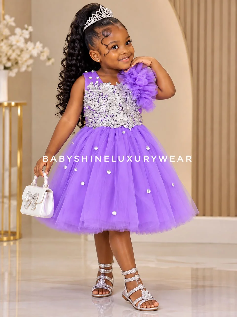 purple lace baby dress