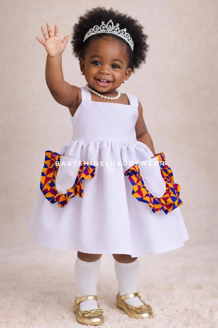 White Kente Pocket Dress