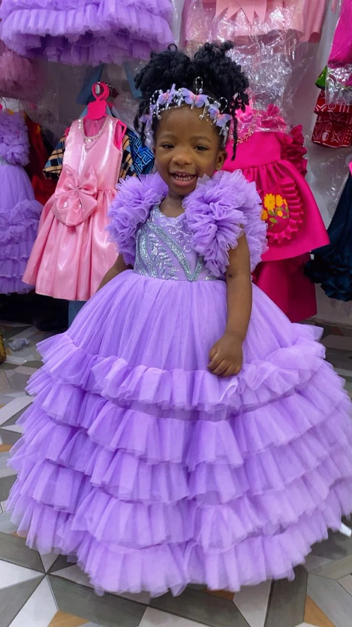 Purple Full Ruffles Gown