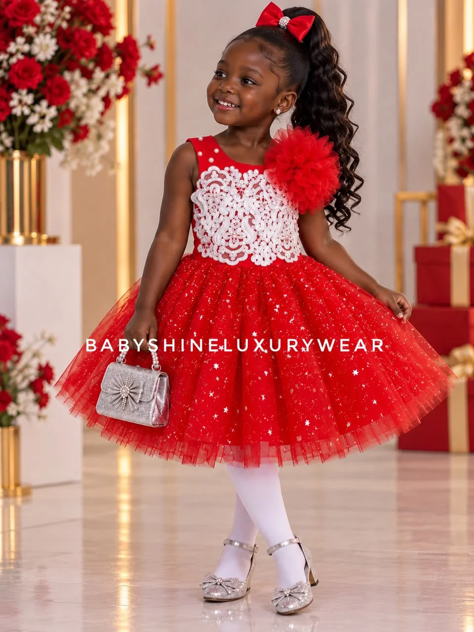 Red lace star dress